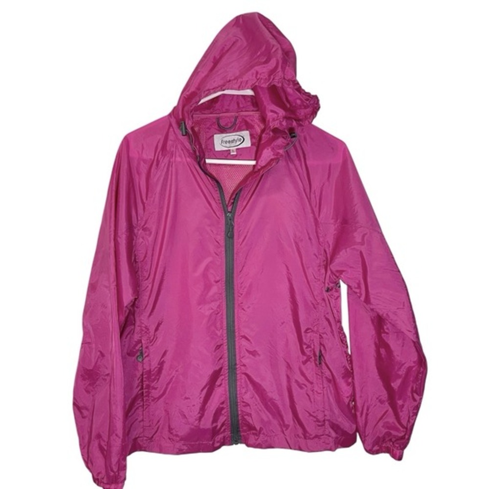 Freestyle Large Pink‎ Windbreaker Hooded Zip Up Jacket Gorpcore Barbiecore